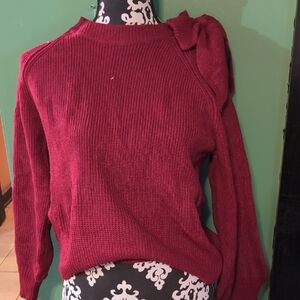 Women's Burgundy Sweater with Bow Detail